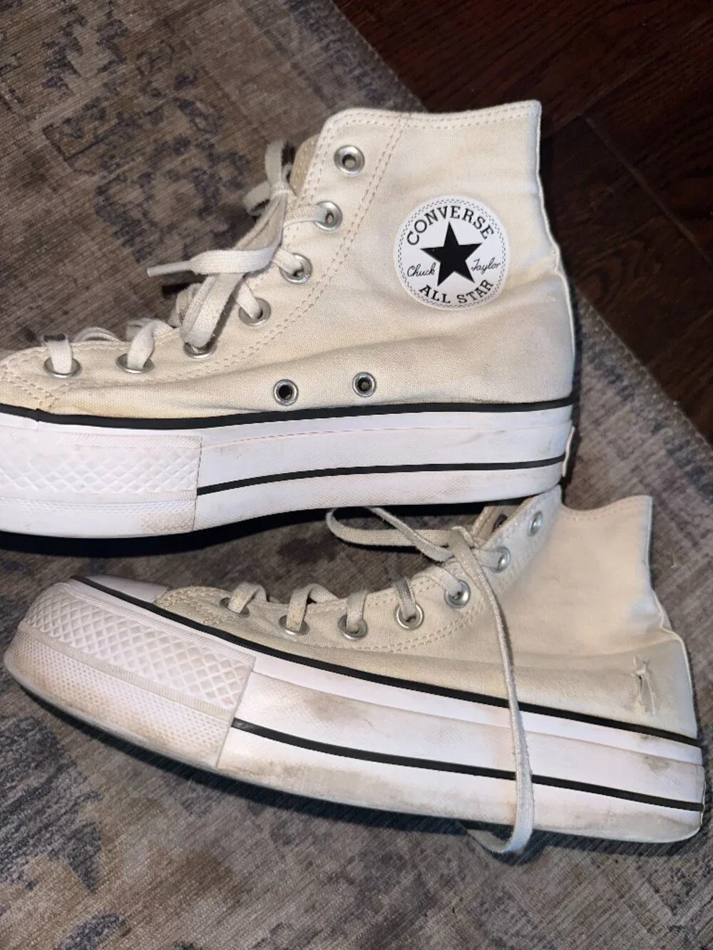 Converse White Platform High Top Sneakers